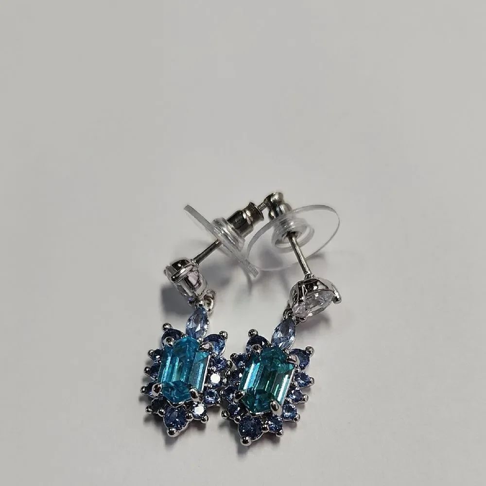 Bomb Party Dangle Earrings Blue And Silver